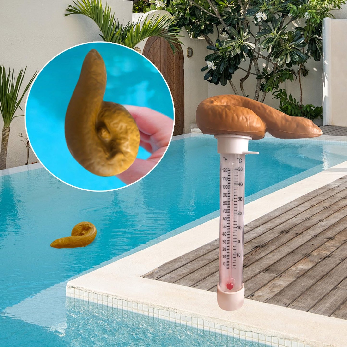 Floating Swimming Pool Thermometer, Funny Floating Poop Pools Thermometer, Poop Shape Prank Water Thermometers, Easy Read Temperature, for Spa Hot Tubs Aquariums Pools (2 pcs)