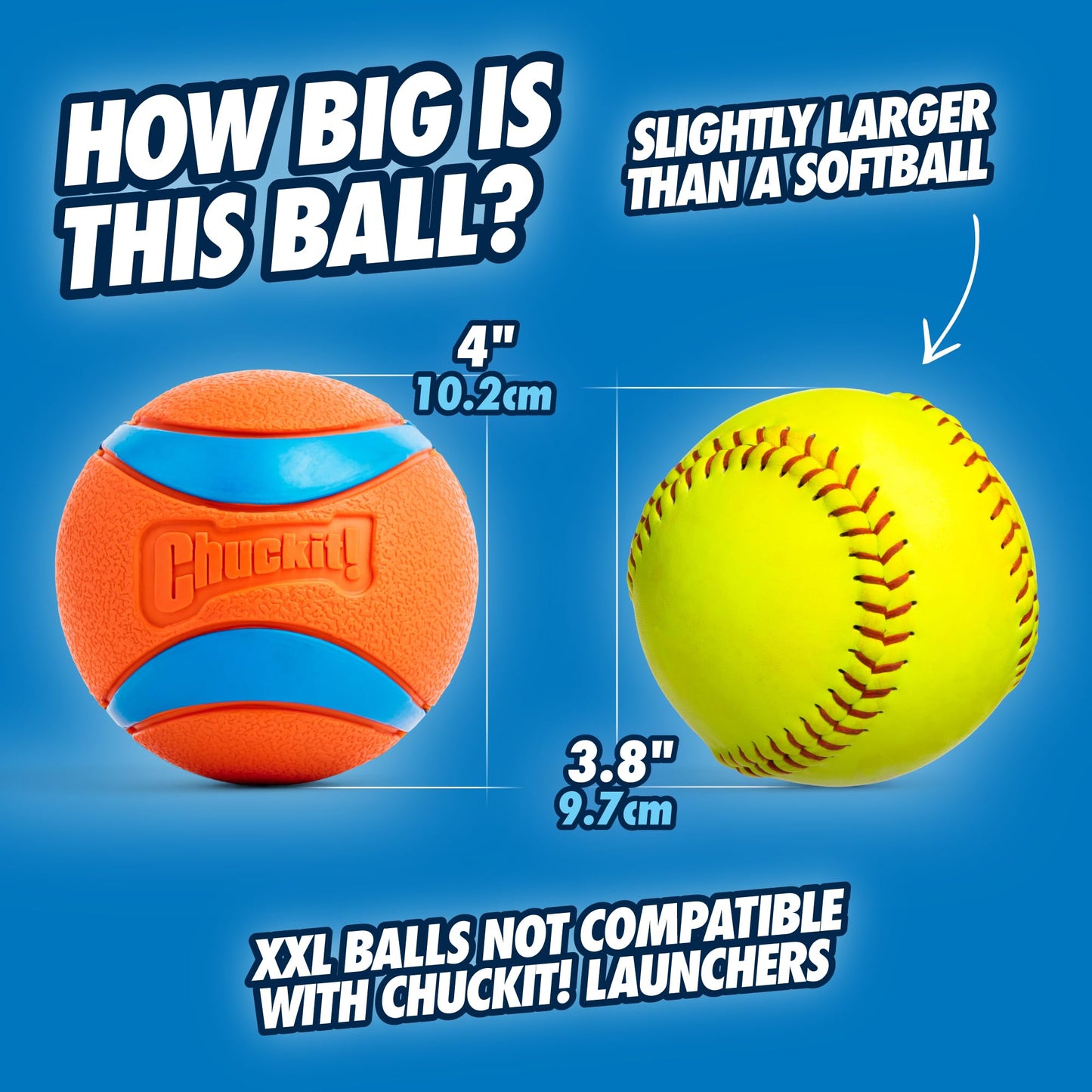 Chuckit! Ultra Ball Dog Toy - Size XXL - For Dogs 100+ lbs - Made from Durable Rubber - Super Bouncy - Floats in Water - 4-inch Diameter - Pack of 1