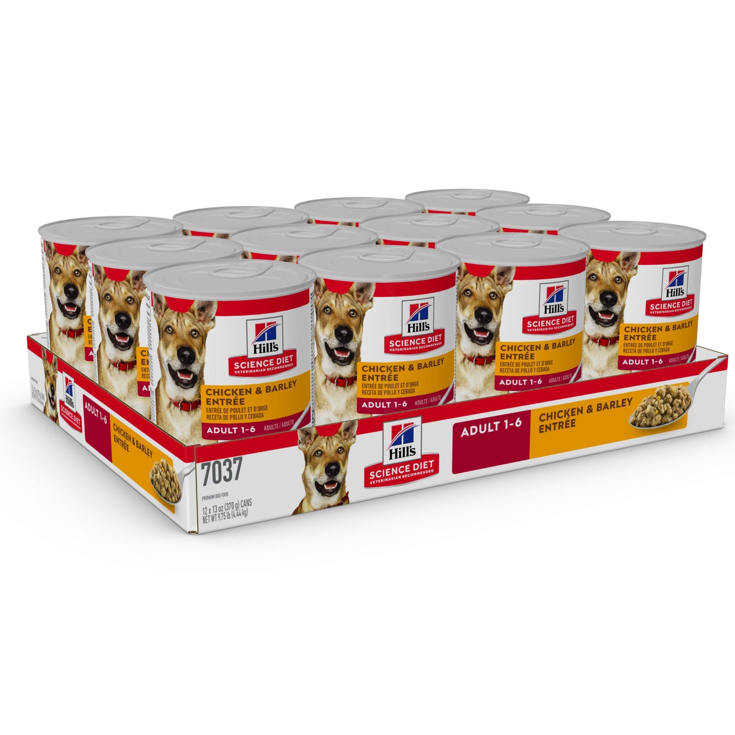 Hill's Science Diet Adult 1-6, Adult 1-6 Premium Nutrition, Wet Dog Food, Chicken & Barley Loaf, 13 oz Can, Case of 12