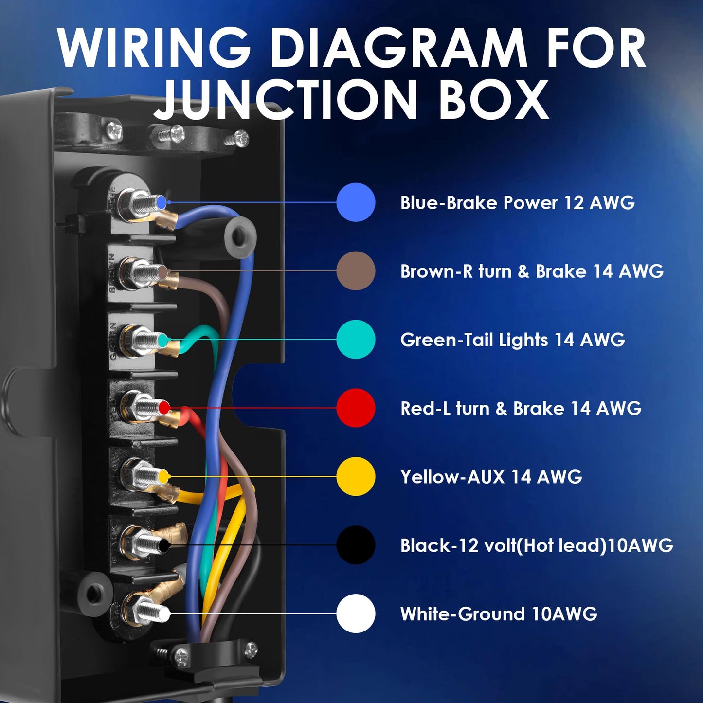 7 Way Trailer Plug 12 Feet Inline Trailer Cord Heavy Duty with 7 Gang Junction Box,7 Pin Trailer Plug with Weatherproof Junction Box for Easy Installation