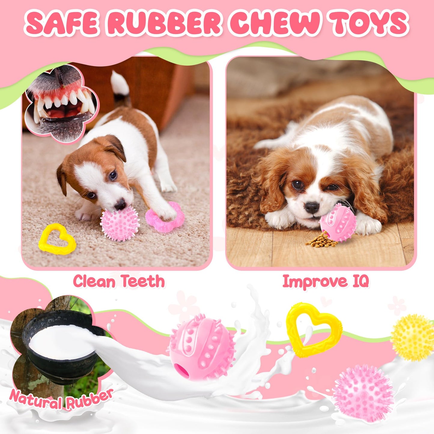 Zeaxuie 23 Pack Pink Puppy Toys for Teething, Small Dog Toys with Cute Puppy Chew Toys, Squeaky Dog Toys, Treat Ball and Interactive Rope Toys