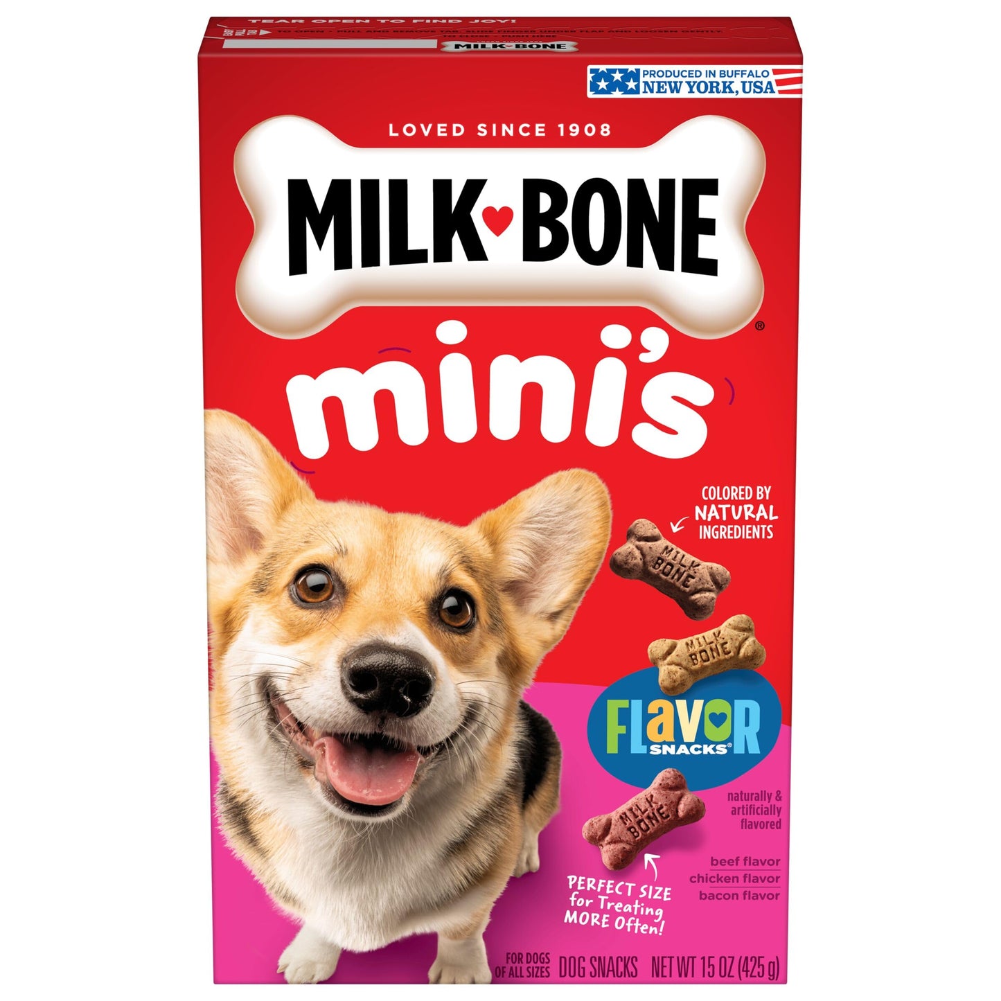 Milk-Bone Mini's Flavor Snacks Dog Treats, 15 Ounce (Pack of 6) Crunchy Texture Helps Reduce Tartar