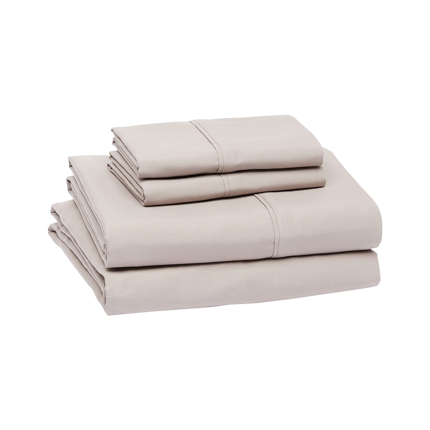 Amazon Basics Lightweight Super Soft Easy Care Wrinkle Free Breathable Microfiber 4 Piece Bed Sheet Set with 14-Inch Deep Pockets, King, Taupe, Solid