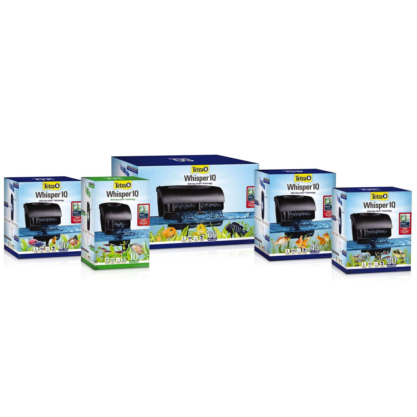 Tetra Whisper IQ Power Filter 60 Gallons, 300 GPH, with Stay Clean Technology
