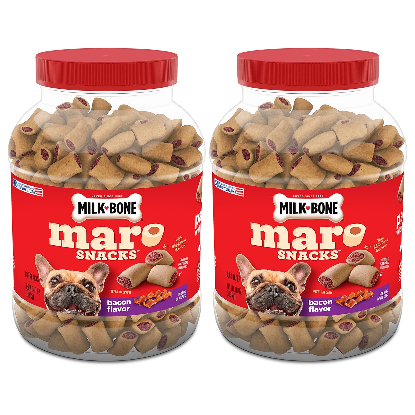 Milk-Bone MaroSnacks Bacon Flavor Small Dog Treats With Bone Marrow, 40 Ounces (Pack of 2) (Packaging Design May Vary)