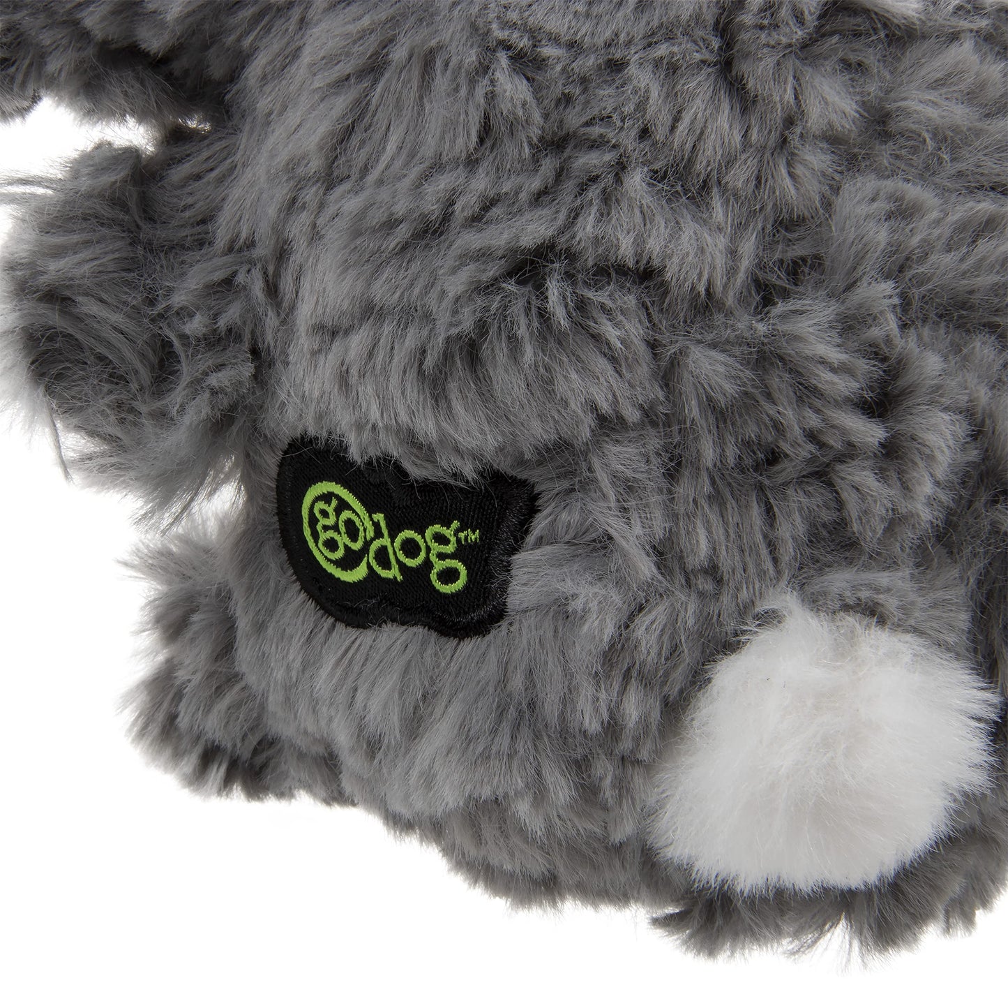 goDog PlayClean Rabbit Squeaky Plush Dog Toy with Odor-Eliminating Essential Oils, Chew Guard Technology - Gray, Large
