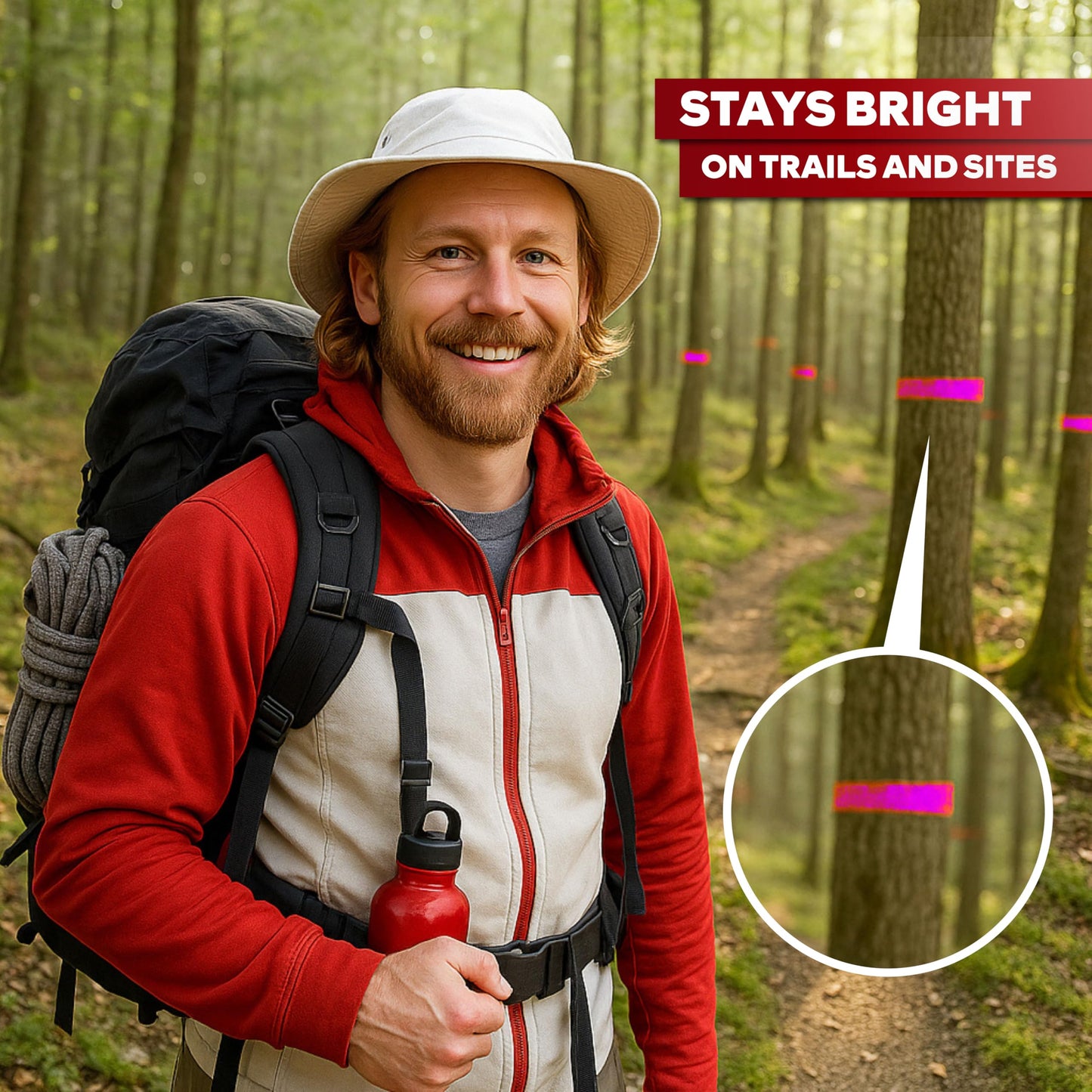 XFasten Pink Flagging Tape 12-Pack, 1-Inch x 1800 Feet Total Pink Marking Tape Ribbon, High Visibility Non-Fading Trail Marking Ribbon for Surveying, Trees, Construction Safety Caution - 150ft/roll