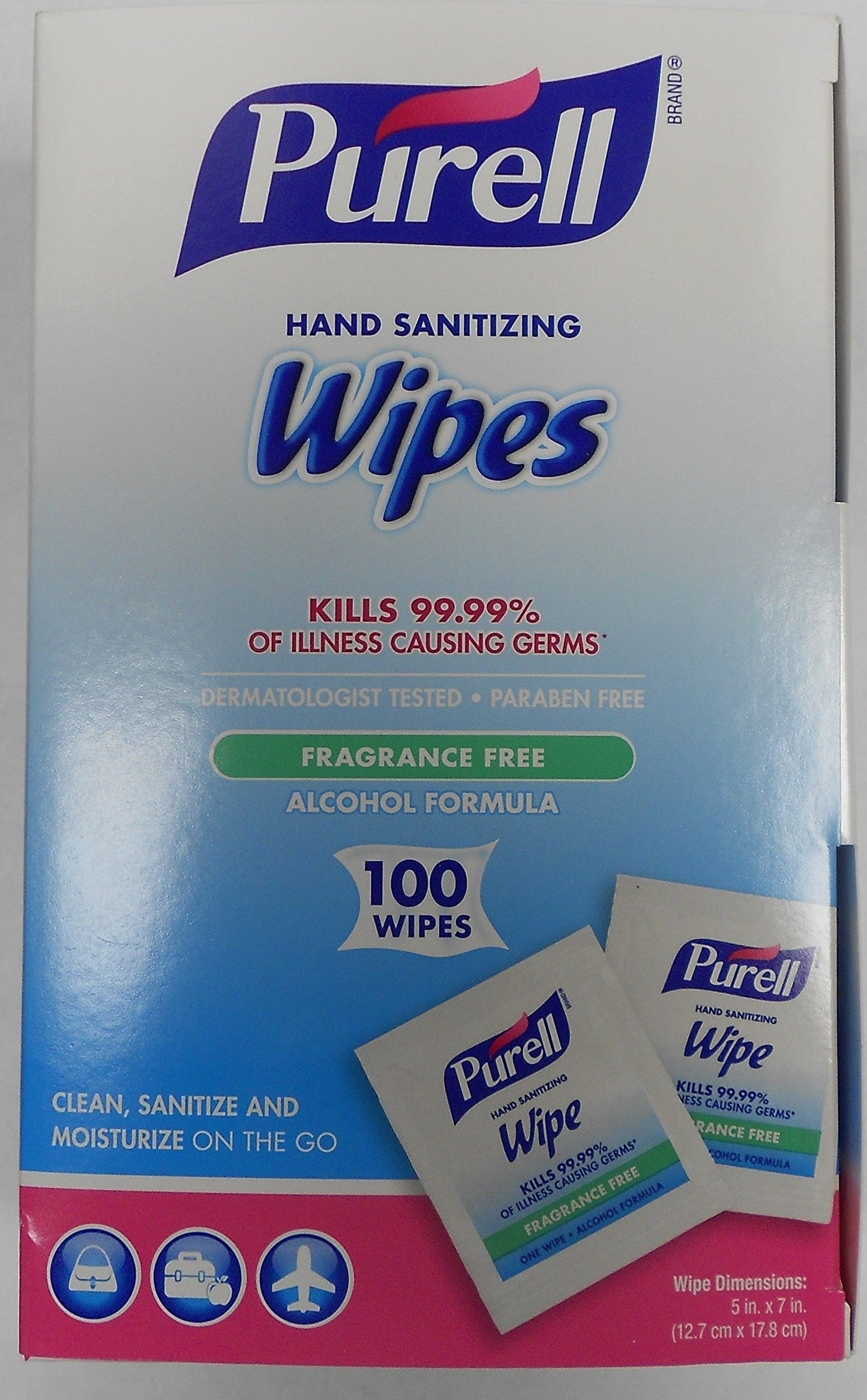 GOJO : PURELL Premoistened Sanitizing Hand Wipes, 5 x 7, 100/Box -:- Sold as 2 Packs of - 100 - / - Total of 200 Each