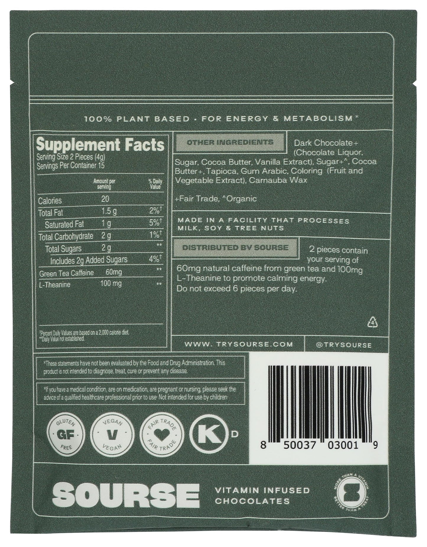 Sourse Dark Chocolate Energy Bites, 30 CT
