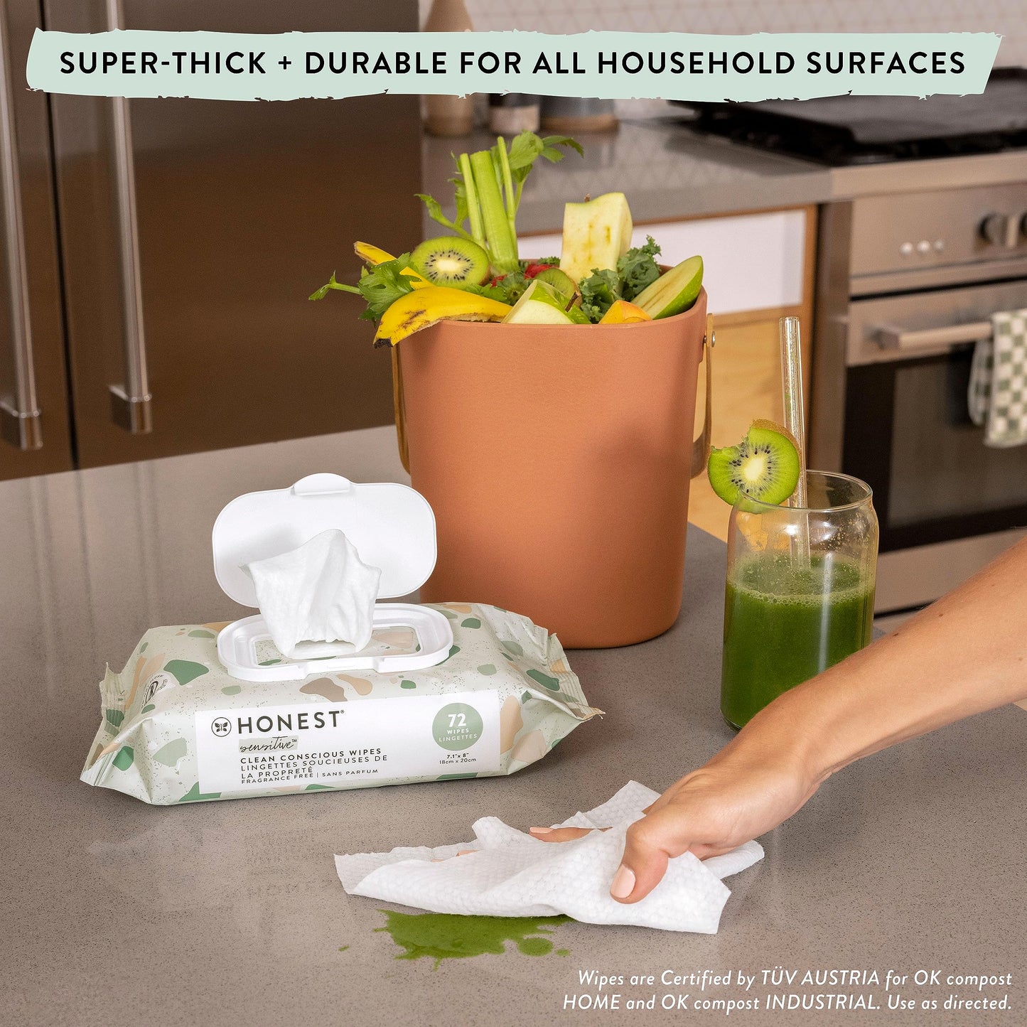 The Honest Company Clean Conscious Multi-Use Wipes | Hypoallergenic + Unscented for Sensitive Skin | Over 99% Water, Compostable, Plant Based, Baby Wipes | Rose Blossom, 288 Count