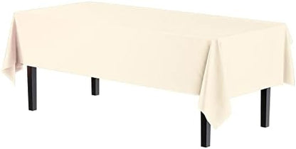 Party Solids 6-Pack Premium Plastic Tablecloth 54in. x 108in. Rectangle Plastic Table Cover - Ivory