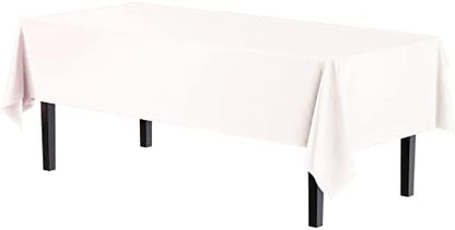 Exquisite 12-Pack Premium Plastic Tablecloth 54 Inch. x 108 Inch. Rectangle Table Cover-White