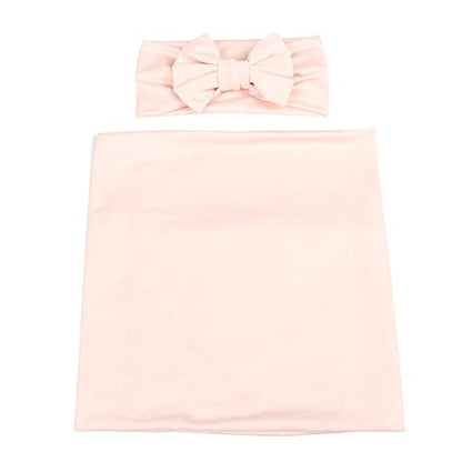 Galabloomer Receiving Blanket Headband Set Flower Print Baby Swaddle Blankets Vintage Rose