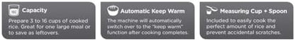 BLACK+DECKER 16-Cup Rice Cooker, 8-Cup Uncooked Rice, Steaming Basket, Removable Non-Stick Bowl, One Touch, Keep Warm