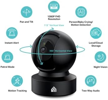 Kasa Smart Indoor Pan-Tilt Home Security Camera, 1080p HD Dog Camera w/Night Vision, Motion Detection for Baby & Pet Monitor, Cloud & SD Card Storage, Works w/ Alexa & Google Home, 2.4G WiFi (EC71)