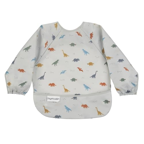 Tiny Twinkle Mess Proof Baby Bib,Waterproof Smock Baby Bib for Eating,Machine Washable Long Sleeve Bib,Baby Led Weaning,Toddler Bib,BLW Supplies(Dinosaur, Small 6-24 Months)