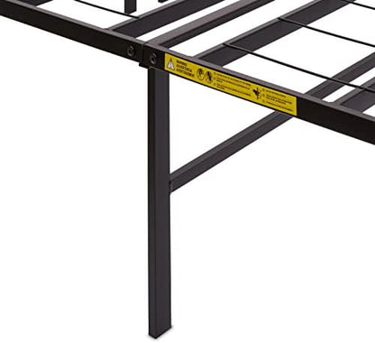Amazon Basics Bed Frame with Storage, Foldable Metal Platform, Sturdy Steel, No Box Spring Needed, 14-inch High, Tool-Free Setup, Queen Size, Black