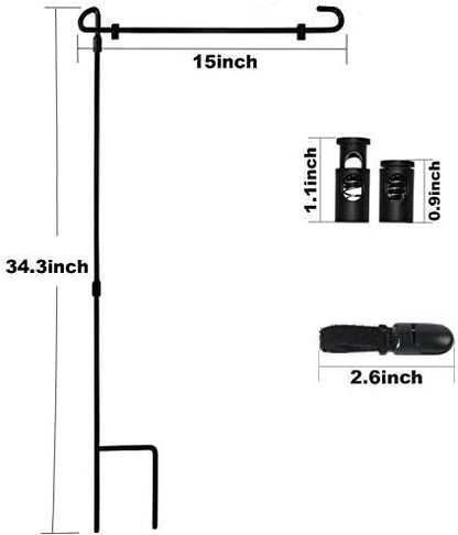 HOOSUN Garden Flag Stand, Premium Garden Flag Pole Holder Metal Wrought Iron Powder-Coated Weather-Proof Paint (2 Pack) with Tiger Clip and Spring Stoppers