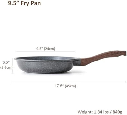 SENSARTE Nonstick Frying Pan Skillet, Swiss Granite Coating Omelette Pan, Healthy Stone Cookware Chef's Pan, PFOA Free (8/9.5/10/11/12.5 Inch) (9.5 Inch)