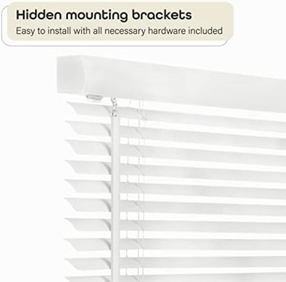 Cordless Light Filtering Mini Blind - 26 Inch Width, 64 Inch Length, 1" Slat Size - Pearl White - Cordless GII Morningstar Horizontal Windows Blinds for Interior by Achim Home Decor