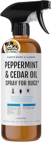 Kate's Home & Garden Peppermint Oil Spray for Bugs, Insects, Spiders. Indoor Repellent Pest Control with Cedarwood Oil (16oz, Natural, Non Toxic)