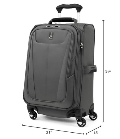Travelpro Maxlite 5 Softside Expandable Luggage with 4 Spinner Wheels, Lightweight Suitcase, Men and Women, Shadow Grey, 3-Piece Set (21/25/29)