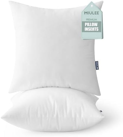 MIULEE Set of 2 Throw Pillow Inserts 20x20 Inches, Nowoven Decorative Pillow Inserts for Living Room