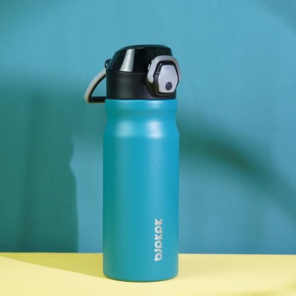 BJPKPK 18oz Insulated Water Bottle With Straw Stainless Steel Double Wall Water Bottles BPA Free Leak Proof Thermos With Lockable Flip Lid And Soft Silicone Spout,Laguna