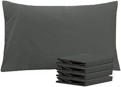 NTBAY Queen Pillowcase Set - 4 Pack Brushed Microfiber 20x30 Pillowcases - Soft, Wrinkle-Free, Fade-Resistant, Stain-Resistant, Dark Grey Pillowcases with Envelope Closure - 20x30 Inches, Dark Grey