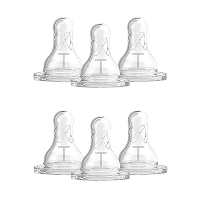 Dr. Brown’s Level T Narrow Baby Bottle Nipple, Slower Flow Rate for Infants, 100% Silicone Bottle Nipple, BPA Free, 0m+ – 6-Pack