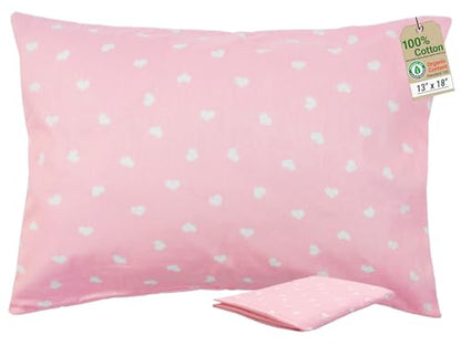 ZPECC Toddler Pillow with Pillowcase - 13x18 Organic Cotton Hypoallergenic Kids Pillow, Baby Essentials for Travel Crib Daycare Stroller (Intended for Age 2 and up) Love