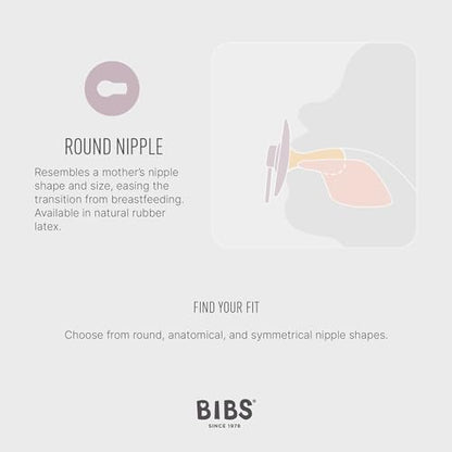 BIBS Pacifiers 0-6 Months | 2-Pack Soothers | BPA-Free Round Nipple | Made in Denmark | Dusty Blue/Steel Blue Colour Pacifier