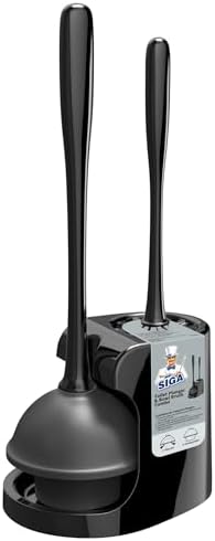 MR.SIGA Toilet Plunger and Bowl Brush Combo for Bathroom Cleaning, Black, 1 Set