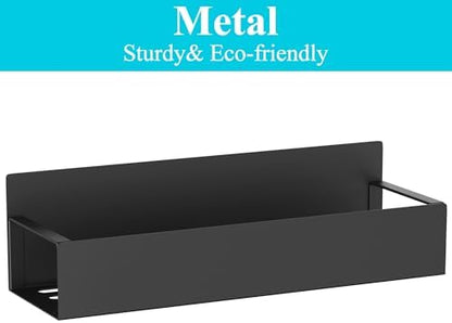 Metal 4 Pack Magnetic Spice Storage Rack Organizer for Refrigerator and Oven, Black Fridge Organizers and Storage