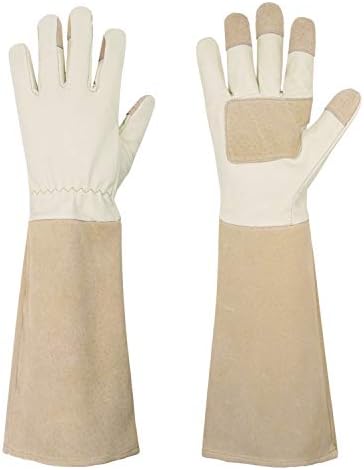 HANDLANDY Rose Pruning Gloves for Men & Women, Long Thorn Proof Gardening Gloves, Breathable Pigskin Leather Gauntlet, Best Garden Gifts & Tools for Gardener