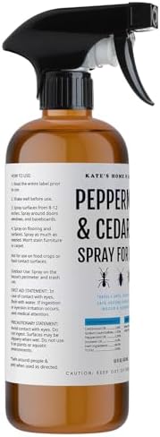 Kate's Home & Garden Peppermint Oil Spray for Bugs, Insects, Spiders. Indoor Repellent Pest Control with Cedarwood Oil (16oz, Natural, Non Toxic)