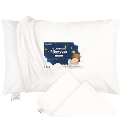 KeaBabies Toddler Pillowcase 13"x18" - Organic Cotton Toddler Pillowcase for Kids, Boys, Girls, Soft & Durable Cotton Cover for Miniature Sleepy Pillows, Cute Colors,Pillow Sold Separately(Soft White)