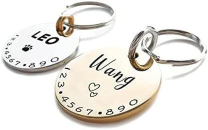 Cats Dogs ID Tags Personalized Lovely Symbols Pets Collar Name Accessories Simple Custom Engraved Supplies for Small Four Legged Child Necklace Chain Anti-Lost Industrial Steel Charm