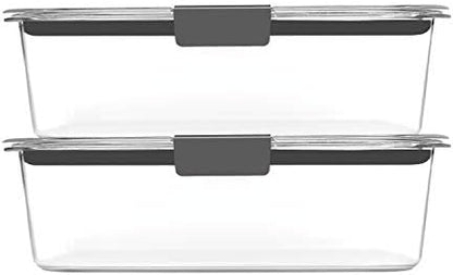 Rubbermaid Brilliance BPA-Free Food Storage Containers with Lids, Airtight Clear Set of 2 (9.6 Cup), Ideal for Lunch, Meal Prep, and Leftovers
