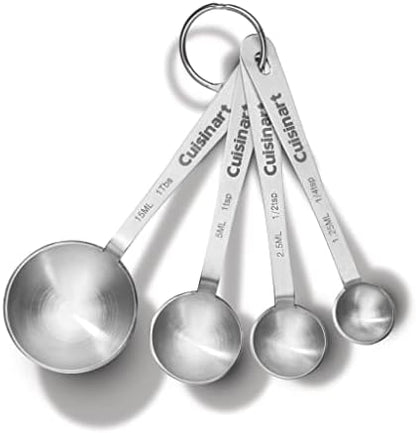 Cuisinart Mesh Strainers, 3 Count Set, CTG-00-3MS & CTG-00-SMP Stainless Steel Measuring Spoons, Set of 4 & CTG-00-SMC Measuring Cups, Set of 4, Silver
