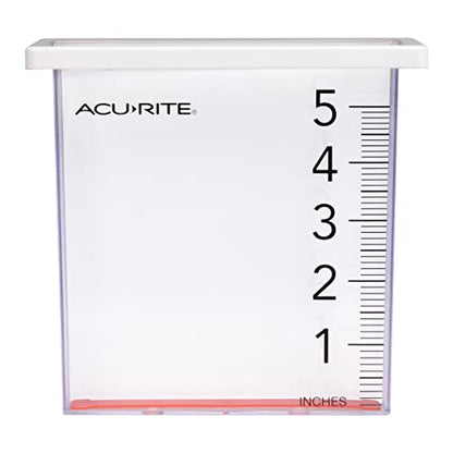 AcuRite Waterfall Rain Gauge with 5-inch Rainfall Capacity (00858W), Clear