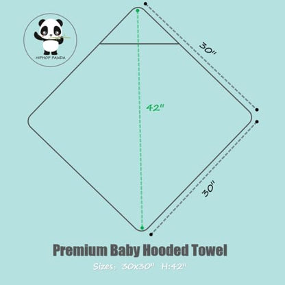 HIPHOP PANDA Hooded Towel - Rayon Made from Bamboo, Bath Towel with Bear Ears for Newborn, Babie, Toddler, Infant - Absorbent Large Baby Towel - Bear, 30 x 30 Inch