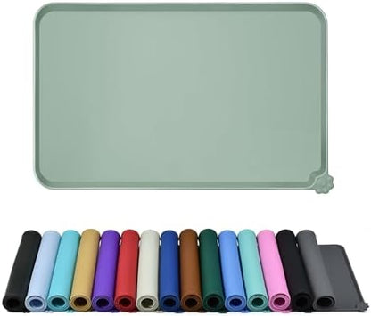 Waterproof Pet Feeding Mat with High Raised Edges, Heavier and Thicker Placemats for Cat Dog Water Bowl with BPA Free, Dogs Cats Food Mats for Messy Drinkers to Prevent Spill and Protect Floors