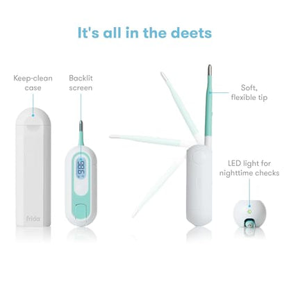 Frida Baby 3-in-1 Rectal, Underarm & Oral Thermometer for Kids, Digital Baby Thermometer for Infants, Toddlers, & Kids