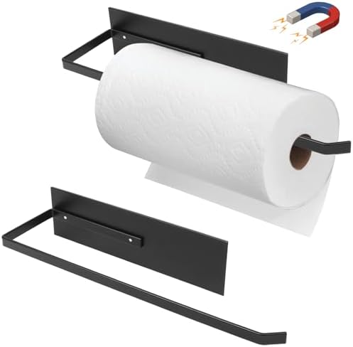 Magnetic Paper Towel Holder, Toilet Paper Roll Holder Magnetic Towel Rack Wall Mount Fridge Organizer for Paper Towels Rolls Bathroom Toilet Pantry RV Kitchen Organizers and Storage 2 Pack