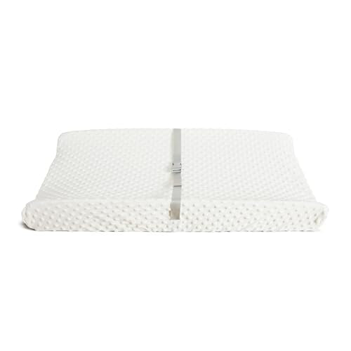 Munchkin Secure Grip Baby Diaper Changing Pad with Cover for Dresser, Waterproof and Wipeable, Contoured, Standard Size (16" x 31"), White