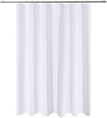 N&Y HOME Fabric Shower Curtain Liner Extra Long 72 x 84 Inches with 2 Bottom Magnets, Hotel Quality, Washable, White Spa Bathroom Curtains with Grommets, 72x84