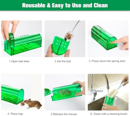 4 Pcs Humane Mouse Traps No Kill, Live Mouse Trap, Reusable Mice Trap Catch for House & Outdoors