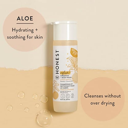 The Honest Company 2-in-1 Cleansing Shampoo + Body Wash | Gentle for Baby | Naturally Derived, Tear-free, Hypoallergenic | Citrus Vanilla Refresh, 10 fl oz