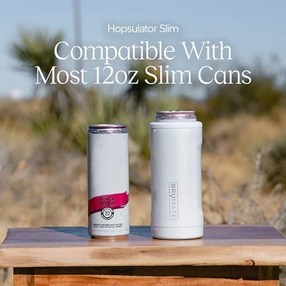 BrüMate Hopsulator Slim Can Cooler Insulated for 12oz Slim Cans | Skinny Can Insulated Stainless Steel Drink Holder for Hard Seltzer, Beer, Soda, and Energy Drinks (Neon Pink)